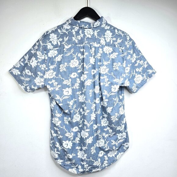 Vintage Bonobos Blue White Chambray Floral Standard Fit Button Down Shirt - Picture 5 of 6